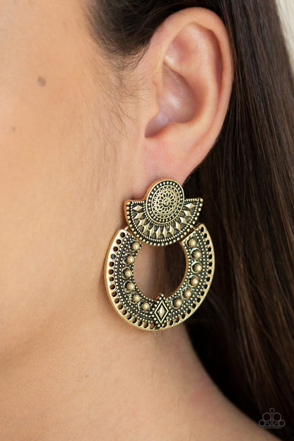 Paparazzi Texture Takeover Brass Post Earrings