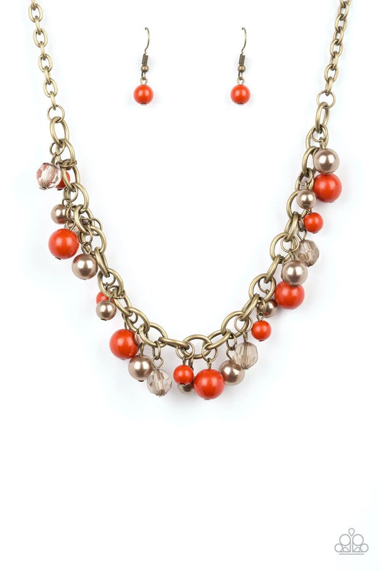 Paparazzi The Grit Crowd Orange Short Necklace