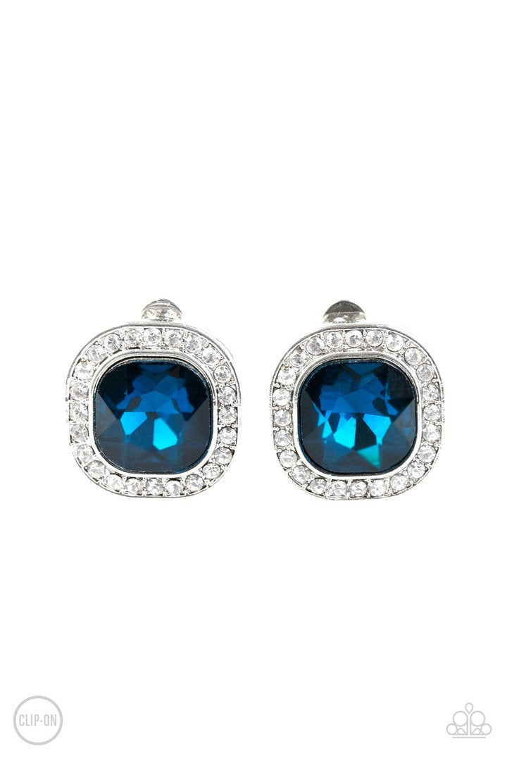 Paparazzi The Fame Game Blue Clip-On Earrings - P5CO-BLXX-031XX