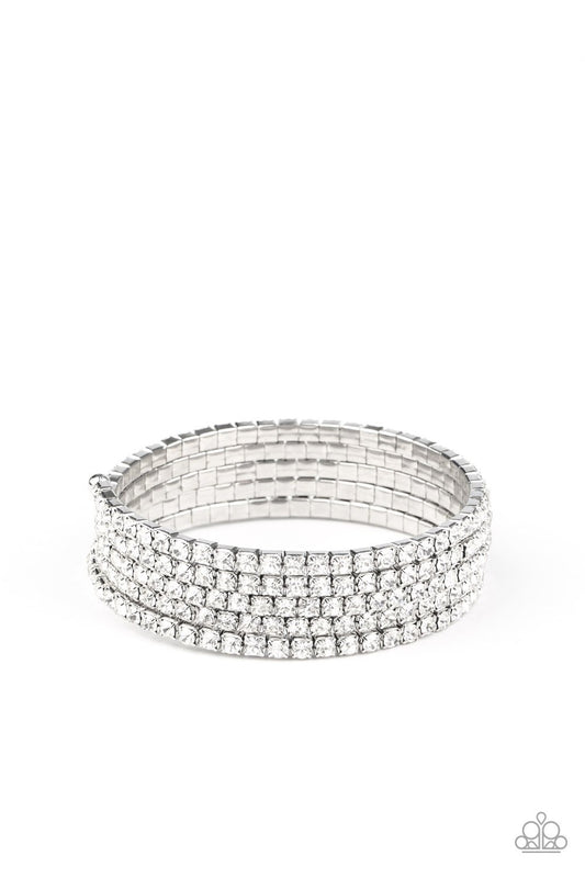 Paparazzi The Glow-Digger White Coil Wrap Bracelet - Life Of The Party Exclusive February 2021