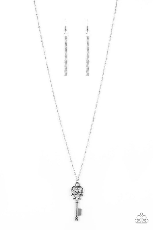 Paparazzi The Magic Key Silver Long Necklace