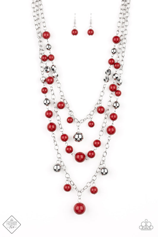 Paparazzi The Partygoer Red Short Necklace - Fashion Fix Glimpses of Malibu December 2019