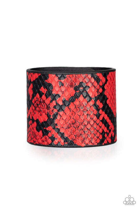 Paparazzi The Rest Is HISS-tory Red Single Wrap Snap Bracelet