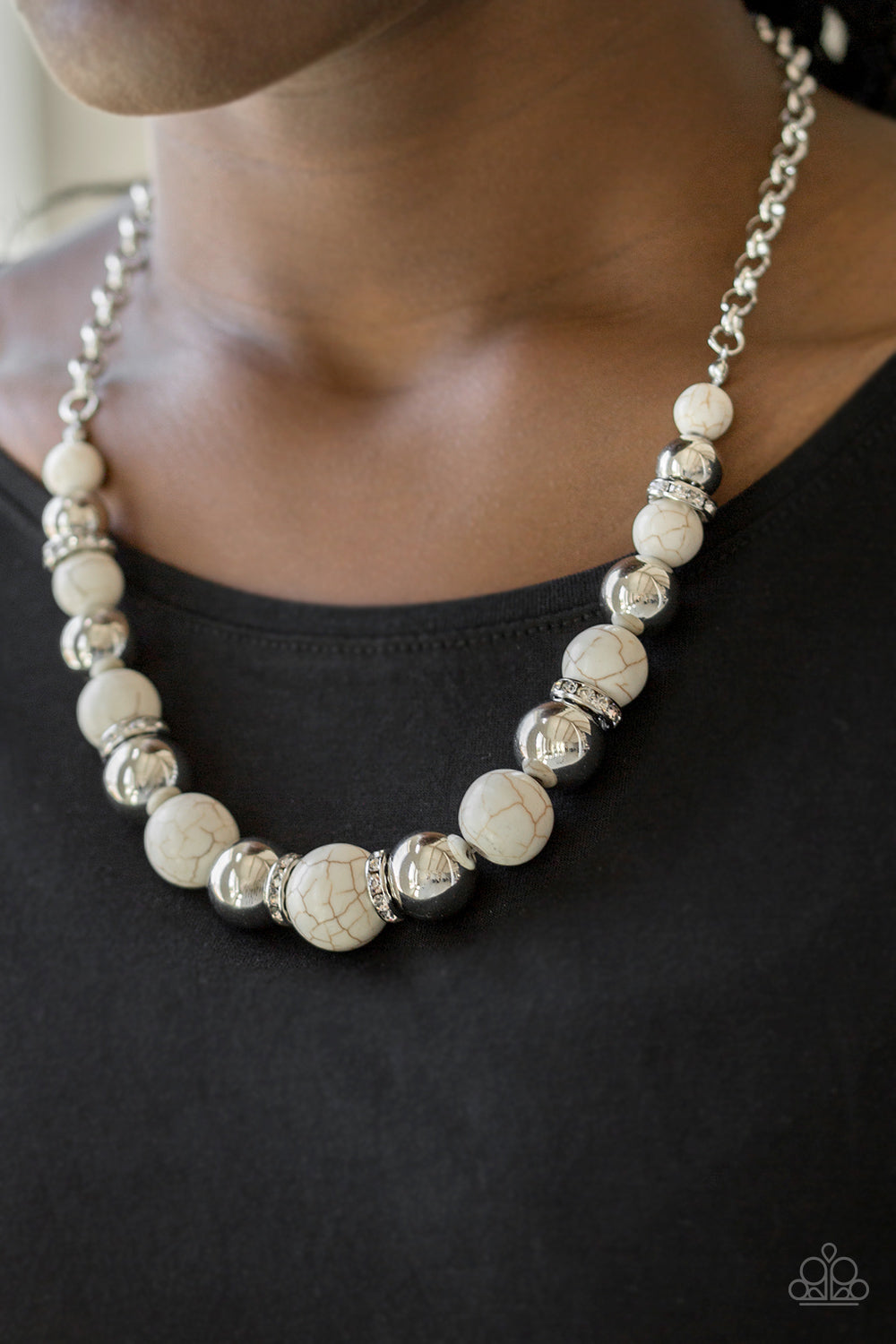 Paparazzi The Ruling Class White Stone Short Necklace