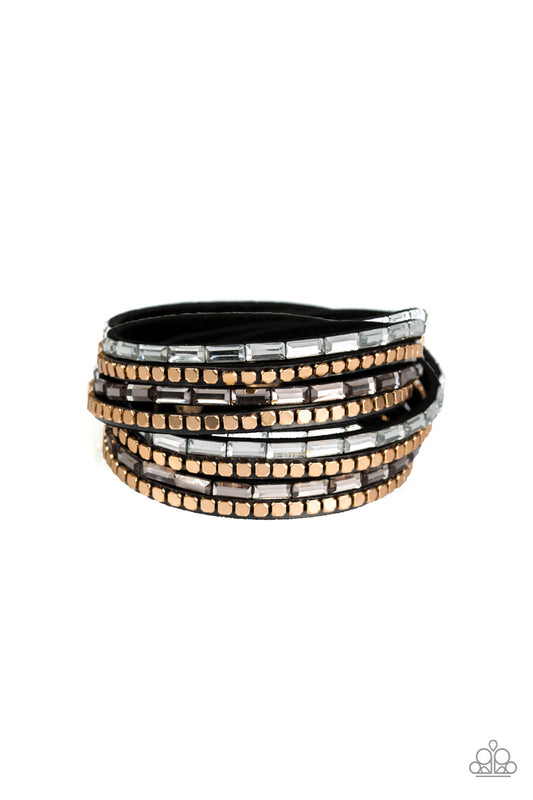 Paparazzi This Time With Attitude Black Double Wrap Snap Bracelet - P9DI-URBK-140XX