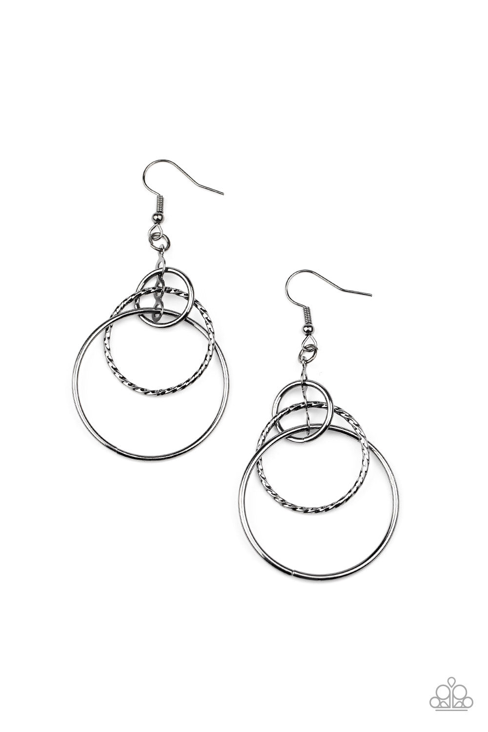 Paparazzi Three Ring Couture Black Fishhook Earrings