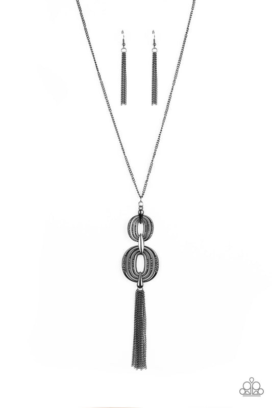 Paparazzi Timelessly Tasseled Black Long Necklace - P2IN-BKXX-156XX