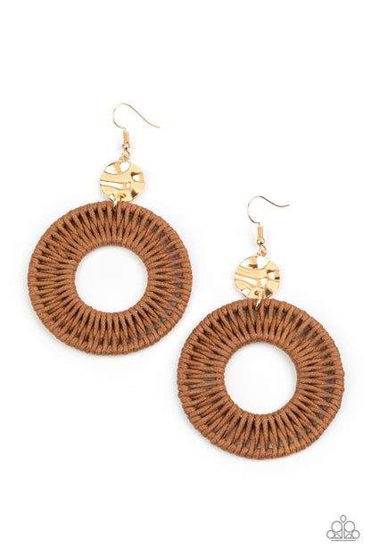 Paparazzi Total Basket Case Brown Fishhook Earrings