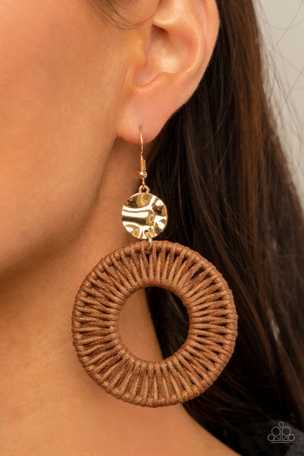 Paparazzi Total Basket Case Brown Fishhook Earrings