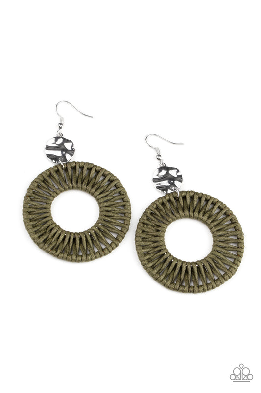 Paparazzi Total Basket Case Green  Fishhook Earrings