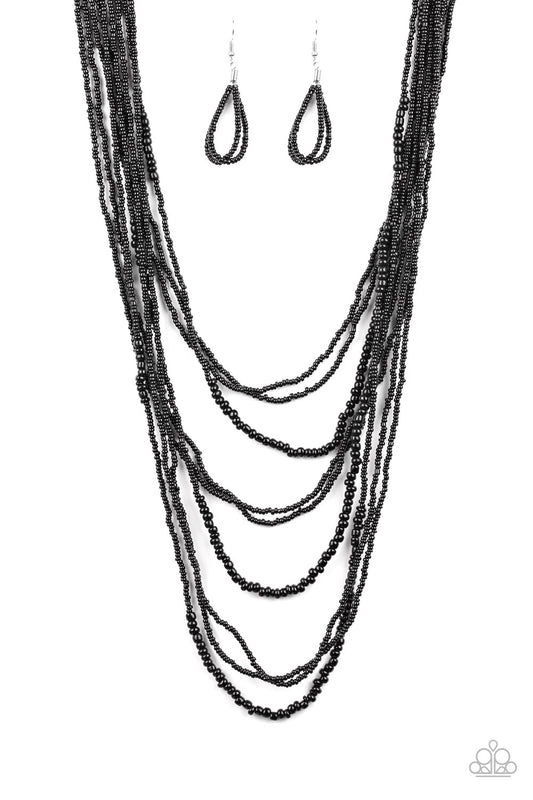 Paparazzi Totally Tonga Black Seed Bead Long Necklace