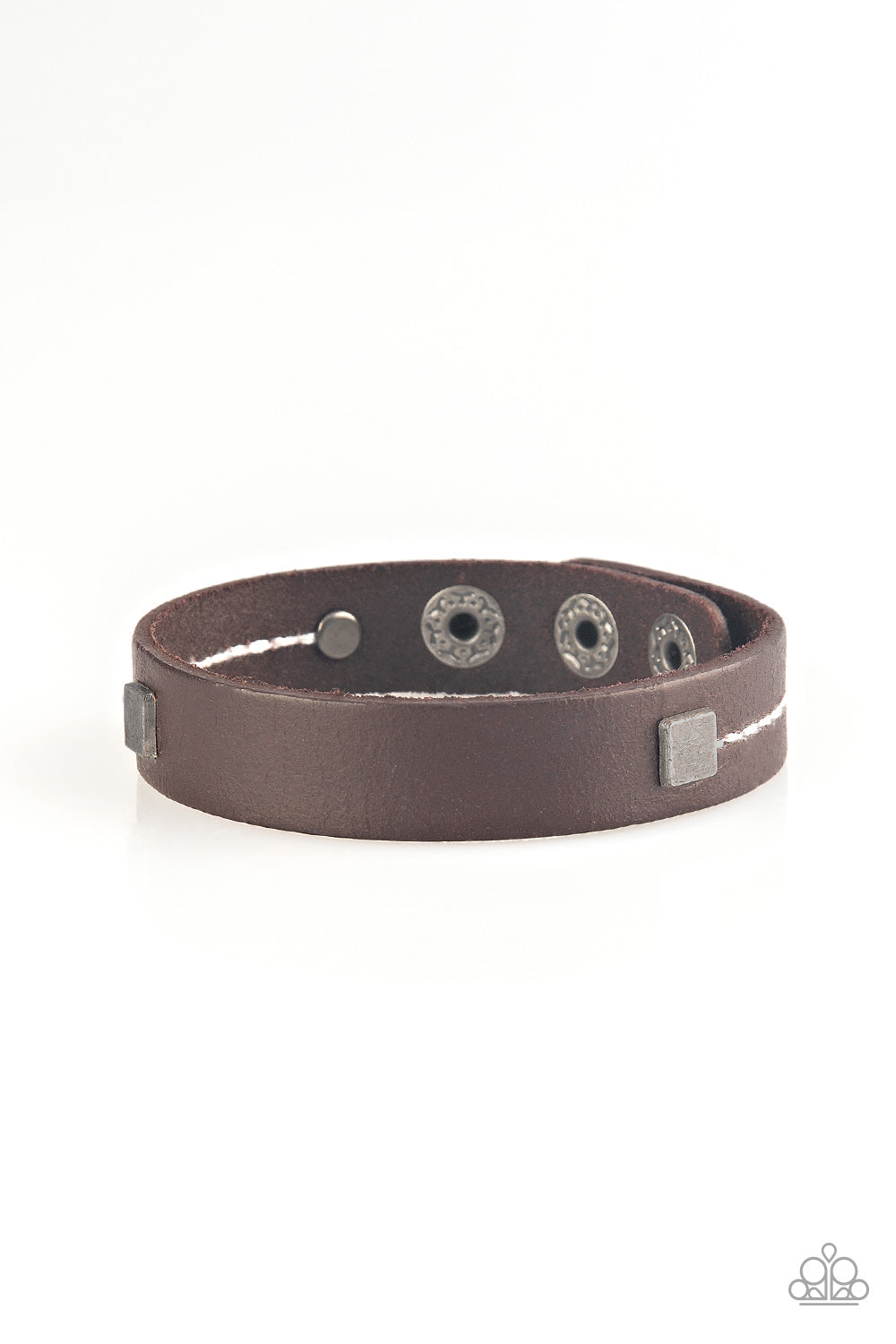 Paparazzi Totally Trailblazing Brown Men's Single Wrap Snap Bracelet - P9UR-BNXX-350XX