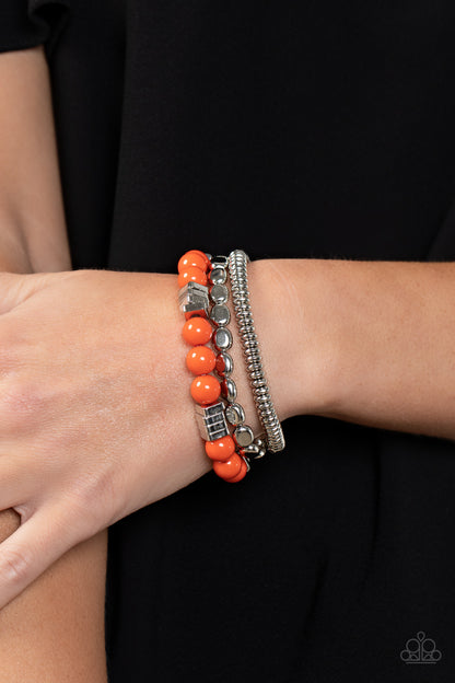 Paparazzi Tour de Tourist Orange Stretch Bracelet