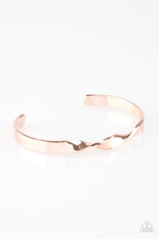 Paparazzi Traditional Twist Rose Gold Cuff Bracelet - P9BA-GDRS-034XX