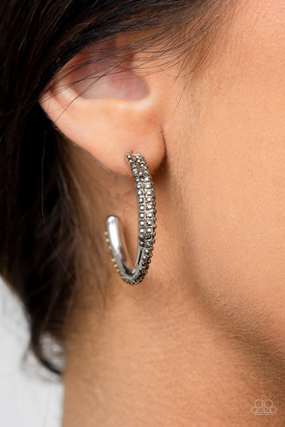 Paparazzi Trail Of Twinkle Silver Post Hoop Earrings