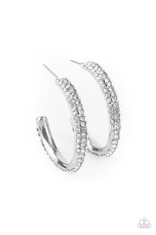 Paparazzi Trail Of Twinkle White Post Hoop Earrings