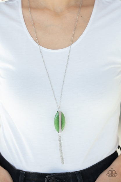 Paparazzi Tranquility Trend Green Long Necklace