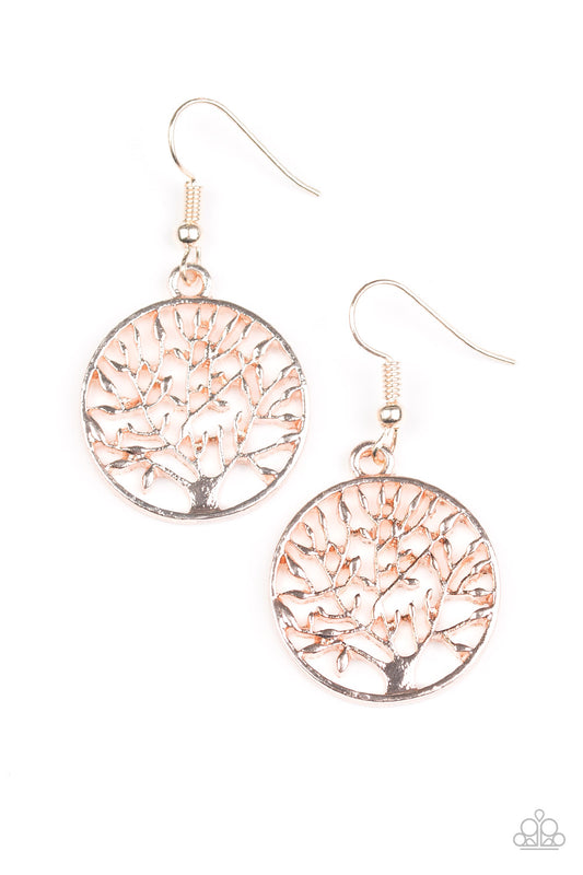 Paparazzi TREE Ring Circus Rose Gold Fishhook Earrings