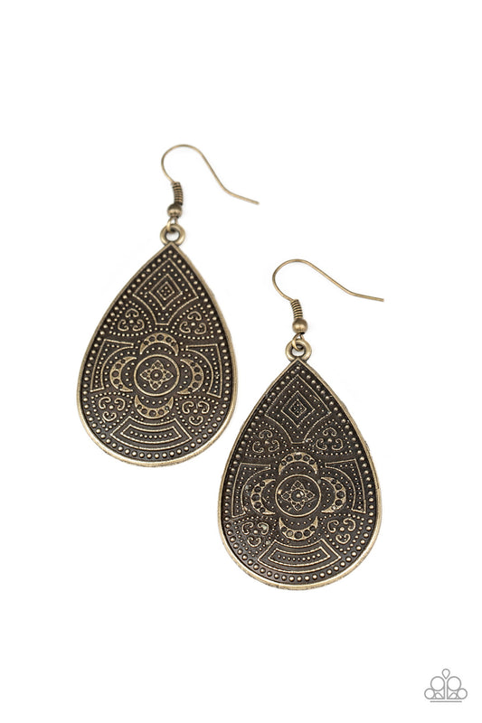 Paparazzi Tribal Takeover Brass Fishhook Earrings