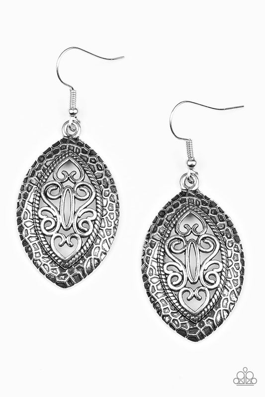 Paparazzi Tribal Tribute Silver Fishhook Earrings