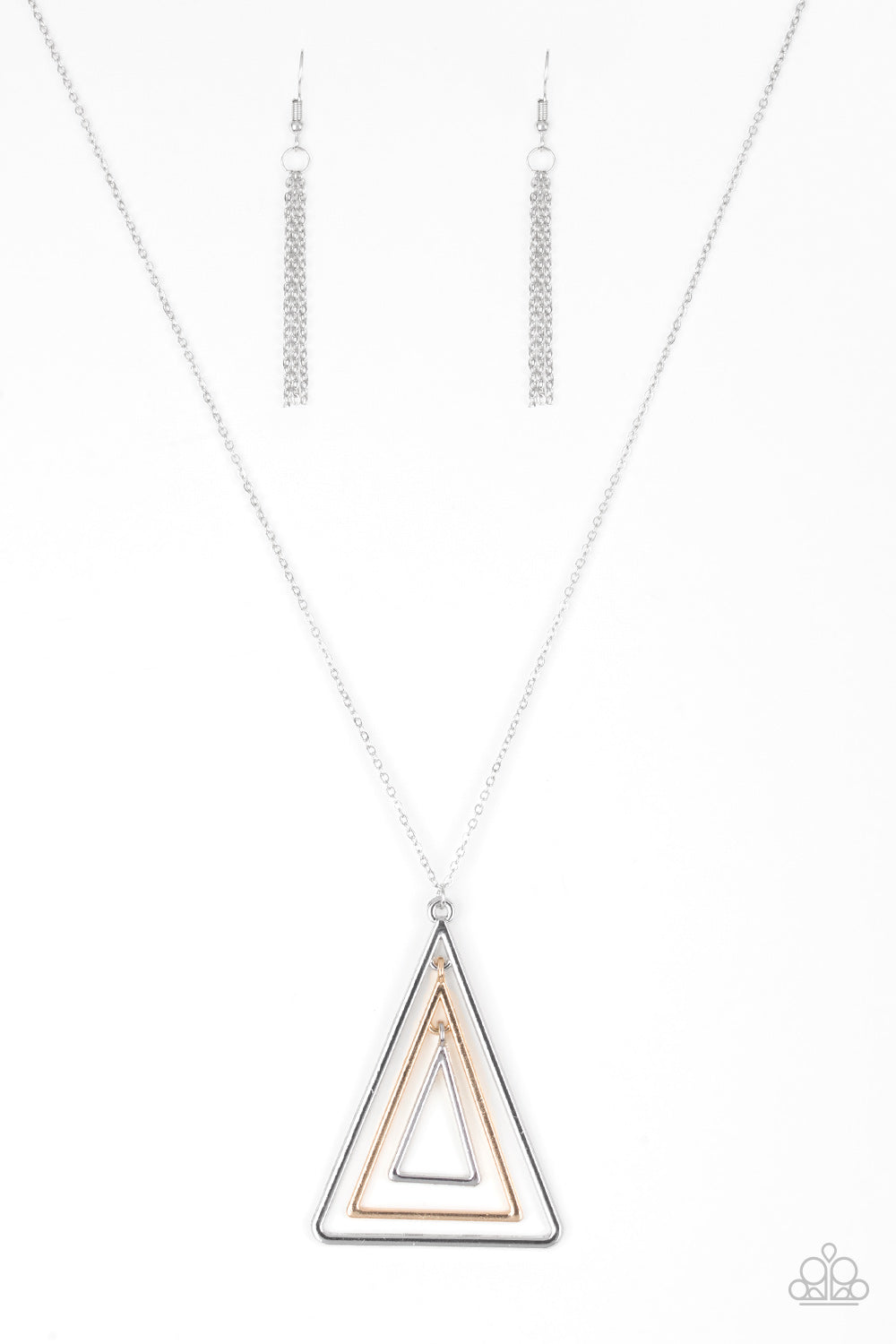 Paparazzi TRI Harder Silver Long Necklace