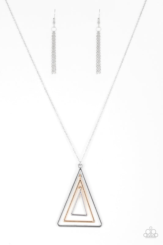 Paparazzi TRI Harder Silver Long Necklace