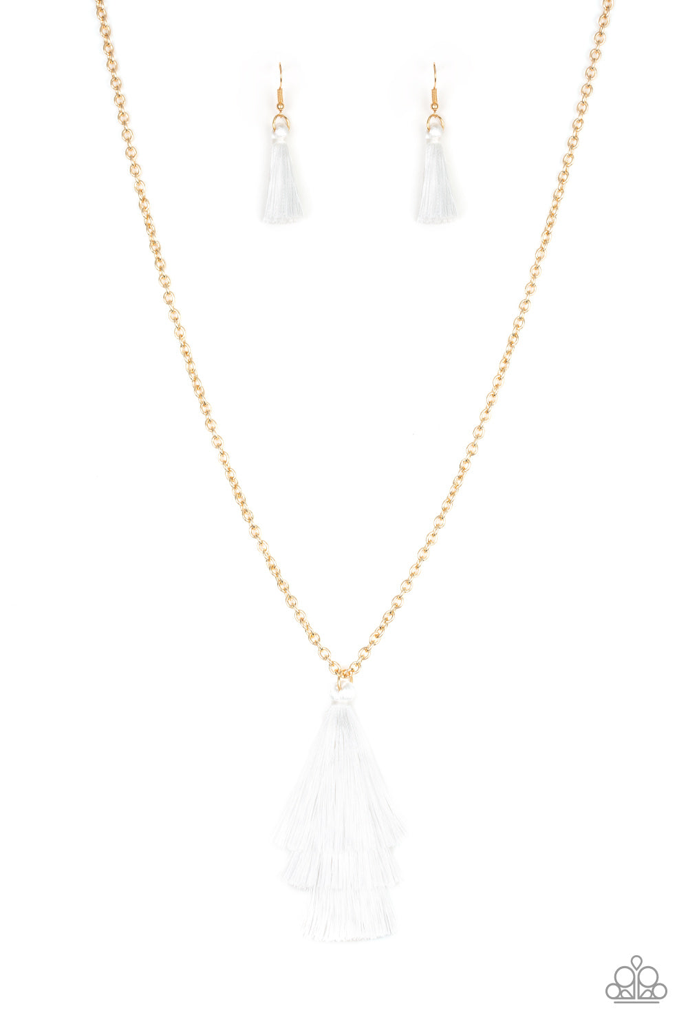 Paparazzi Triple The Tassel White Long Necklace