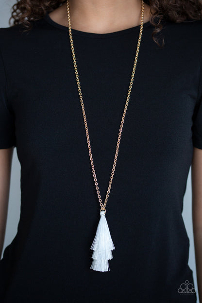 Paparazzi Triple The Tassel White Long Necklace