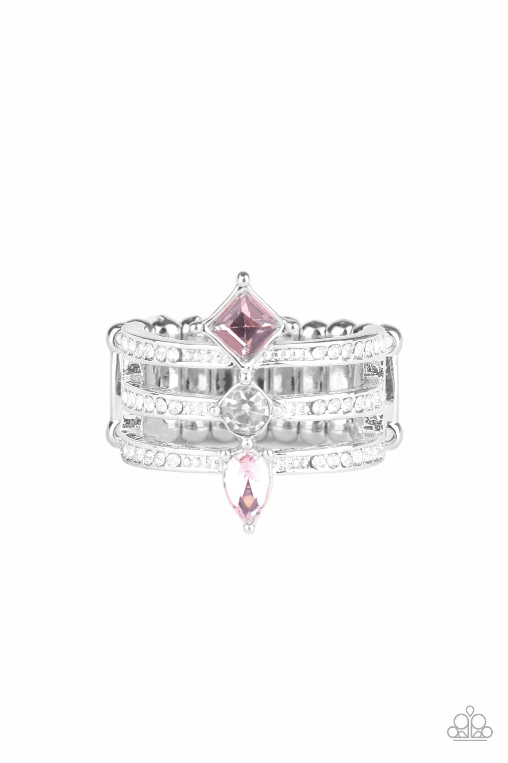 Paparazzi Triple Throne Twinkle Pink Ring