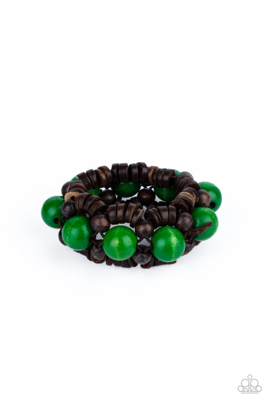 Paparazzi Tropical Temptations Green Wood Stretch Bracelet