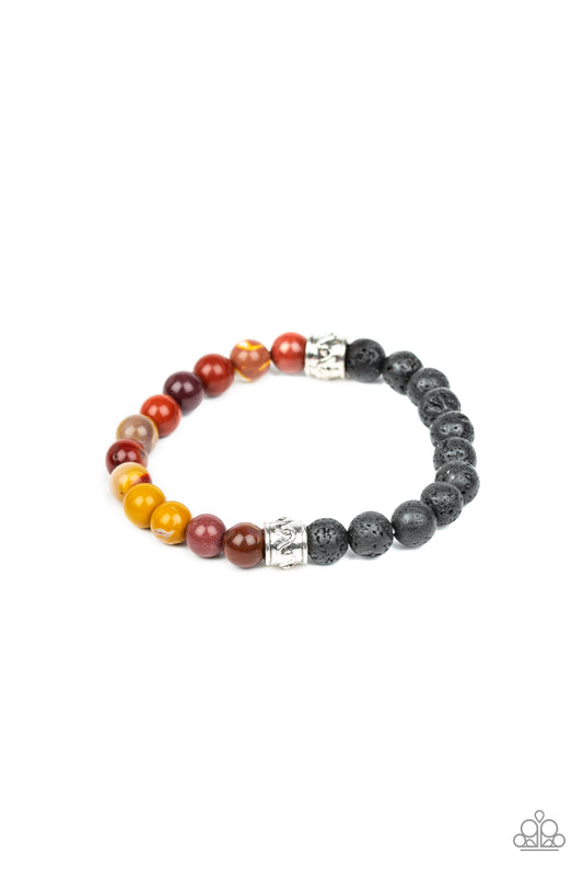 Paparazzi Tuned In Yellow Lava Rock Stretch Bracelet - P9SE-URYW-092XX