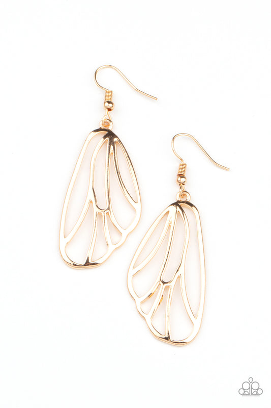 Paparazzi Turn Into A Butterfly Gold Fishhook Earrings