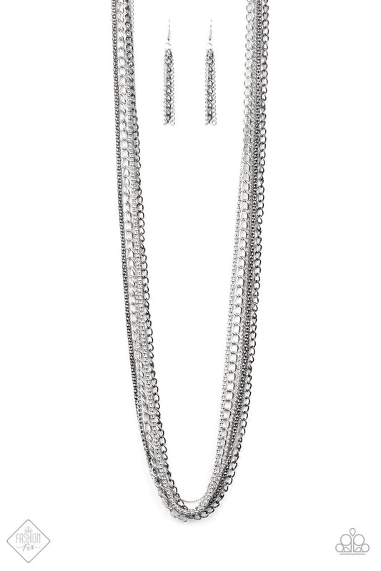Paparazzi Turn Up The Mix Silver Long Necklace - Fashion Fix Magnificent Musings June 2019