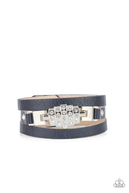 Paparazzi Ultra Urban Blue Single Wrap Snap Bracelet