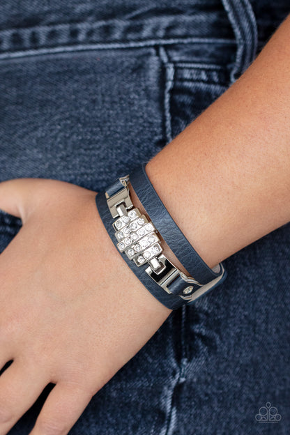 Paparazzi Ultra Urban Blue Single Wrap Snap Bracelet