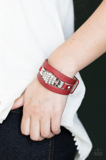 Paparazzi Ultra Urban Red Single Wrap Snap Bracelet