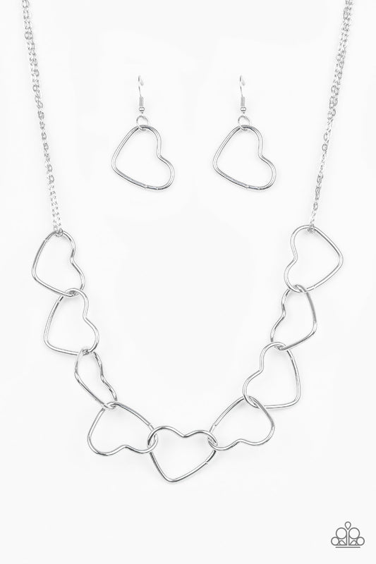 Paparazzi Unbreak My Heart Silver Short Necklace