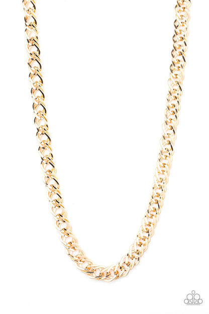 Paparazzi Undefeated Gold Men's Long Necklace