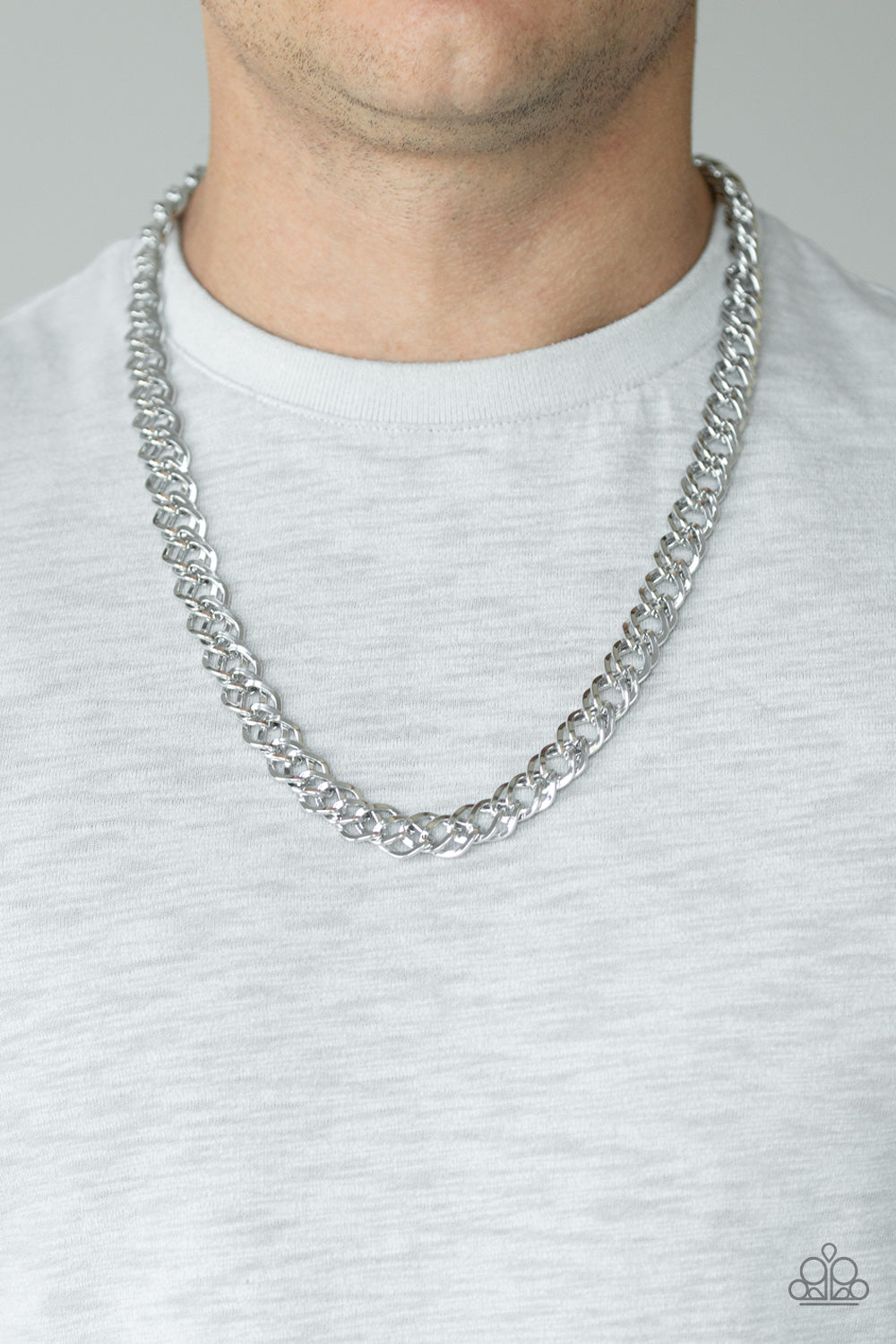 Paparazzi Undefeated Silver Men's Long Necklace - P2MN-URSV-011XX