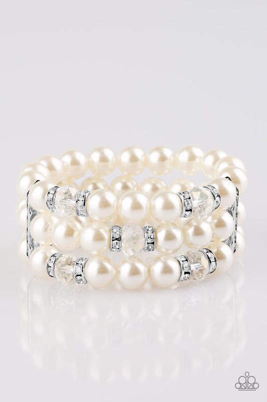 Paparazzi Undeniably Dapper White Stretch Bracelet