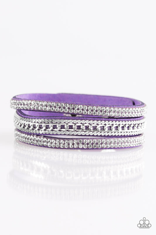 Paparazzi Unstoppable Purple Single Wrap Snap Bracelet - P9DI-URPR-022XX