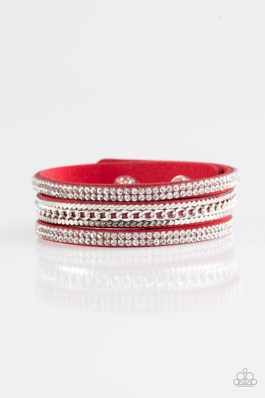 Paparazzi Unstoppable Red Single Wrap Snap Bracelet