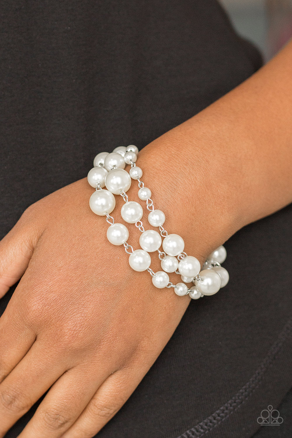 Paparazzi Until The End Of Timeless White Clasp Bracelet