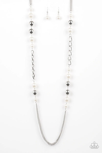 Paparazzi Uptown Talker White Long Necklace