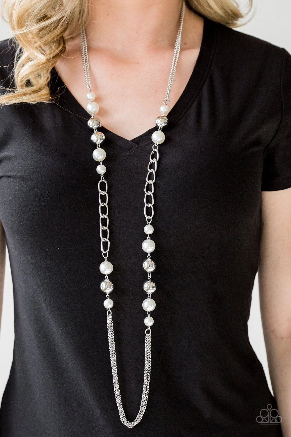 Paparazzi Uptown Talker White Long Necklace