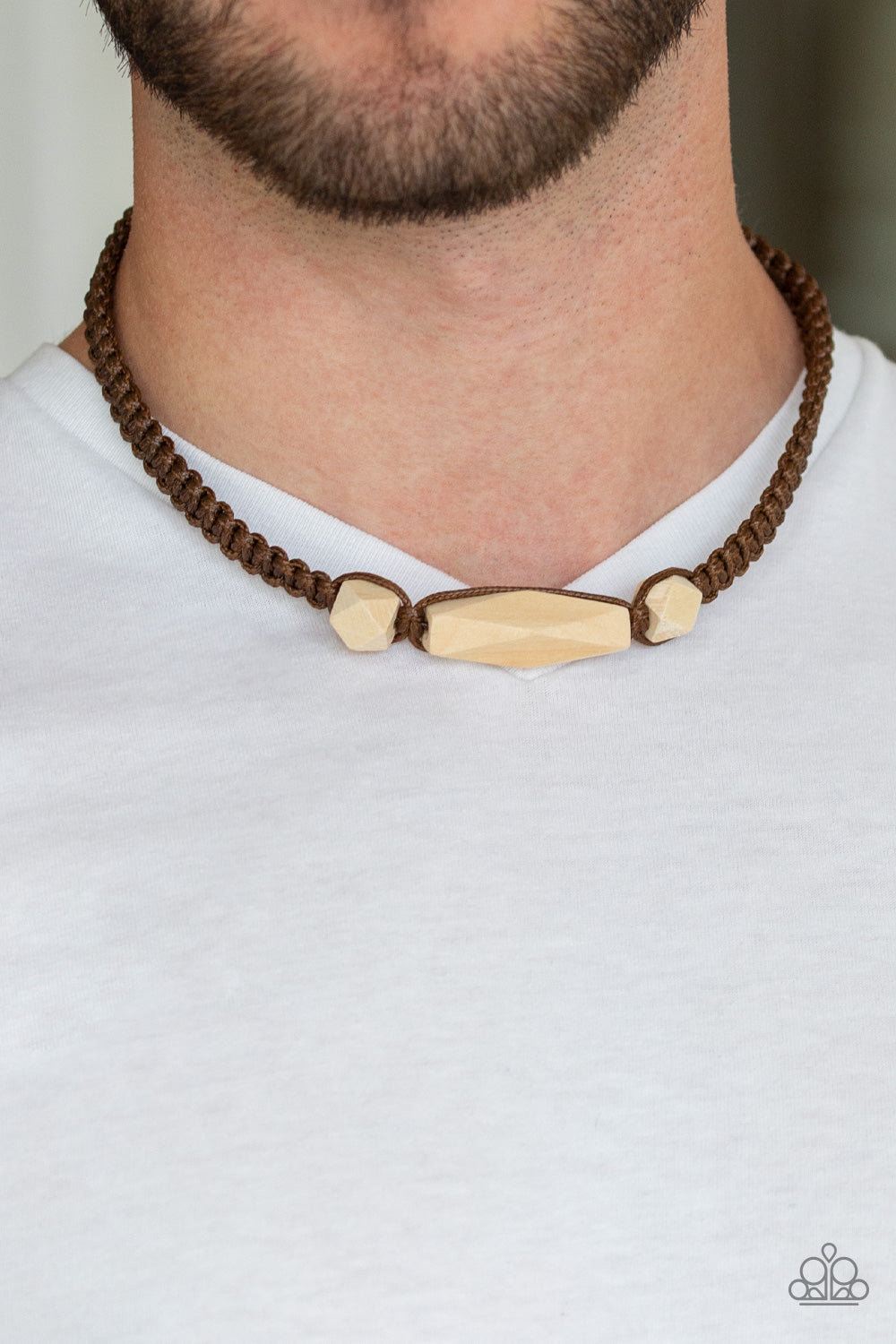 Paparazzi Urban Carpentry Brown Men's Short Necklace - P2UR-BNXX-129XX