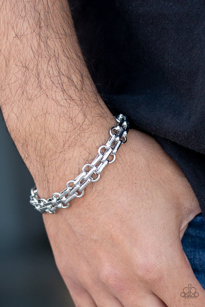 Paparazzi Urban Utility Silver Men's Clasp Bracelet