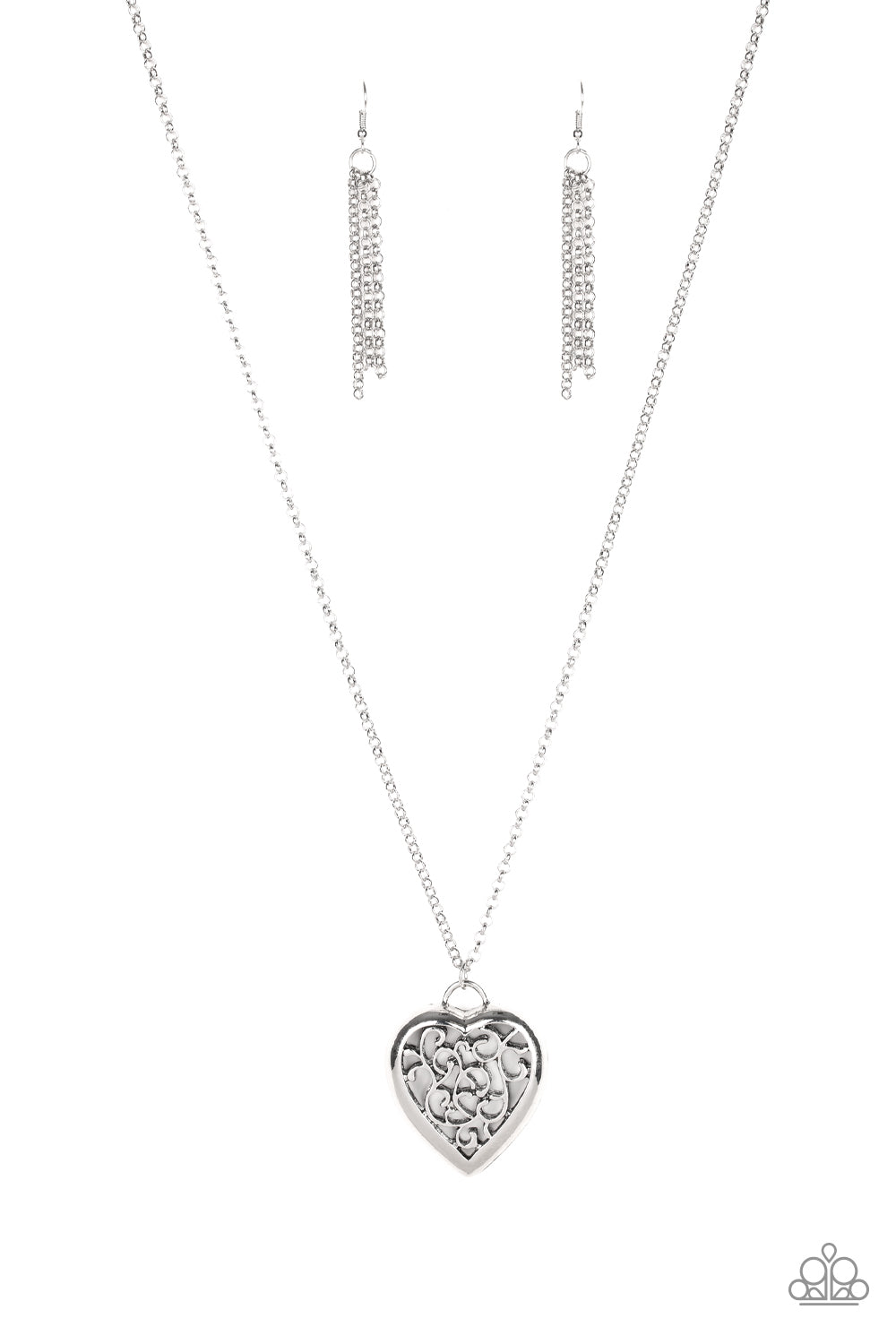 Paparazzi Victorian Valentine Silver Long Necklace - P2WH-SVXX-302XX