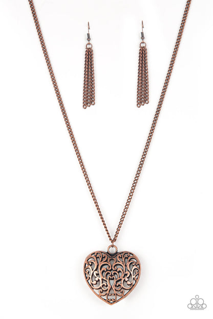 Paparazzi Victorian Virtue Copper Long Necklace