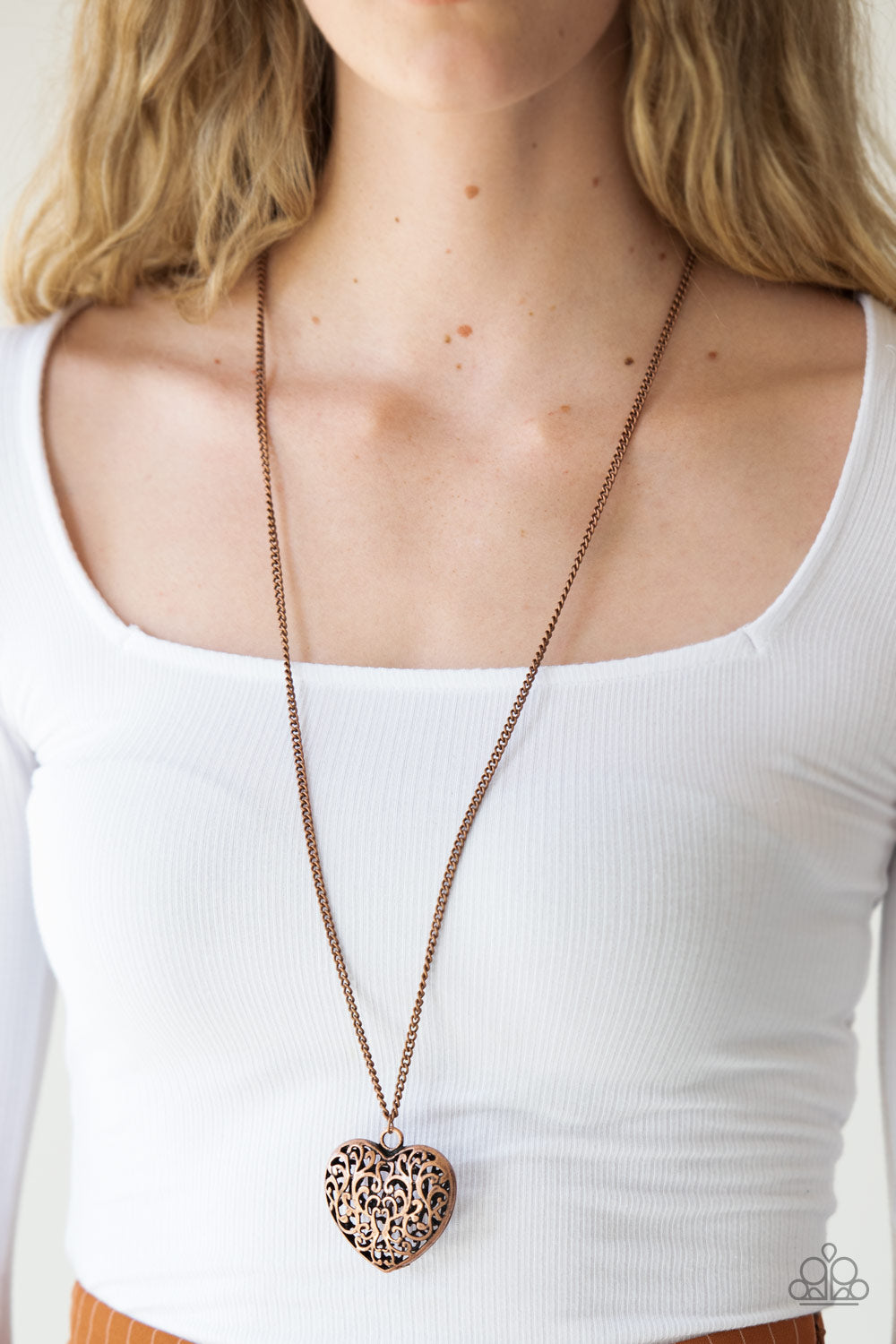 Paparazzi Victorian Virtue Copper Long Necklace